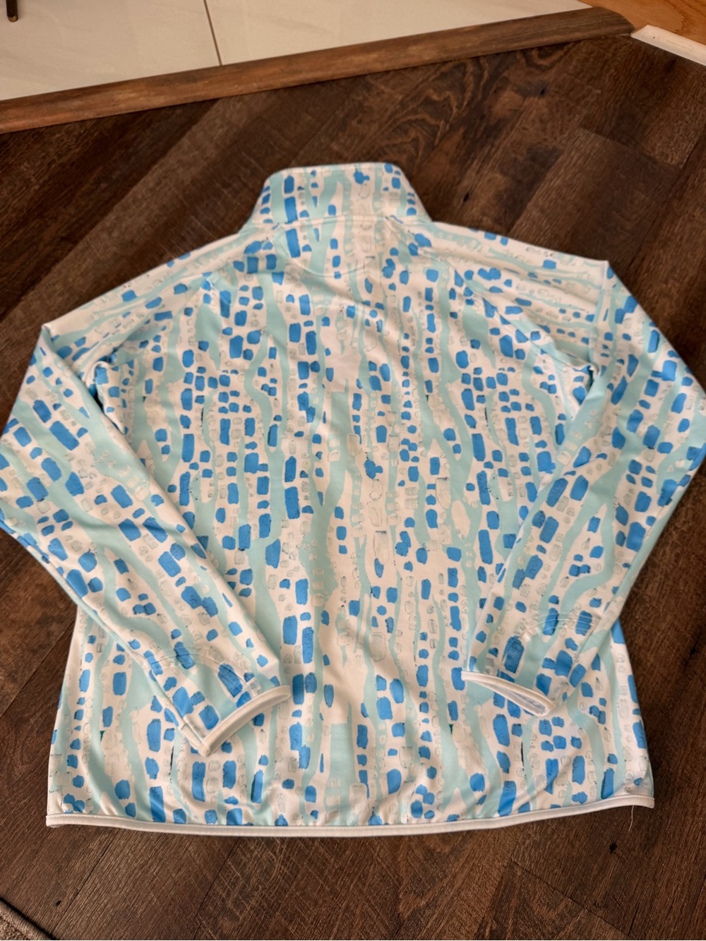 Leland Gal Women’s Large Blue White Quarter Zip UPF Sun Shirt Pullover - Picture 4 of 4
